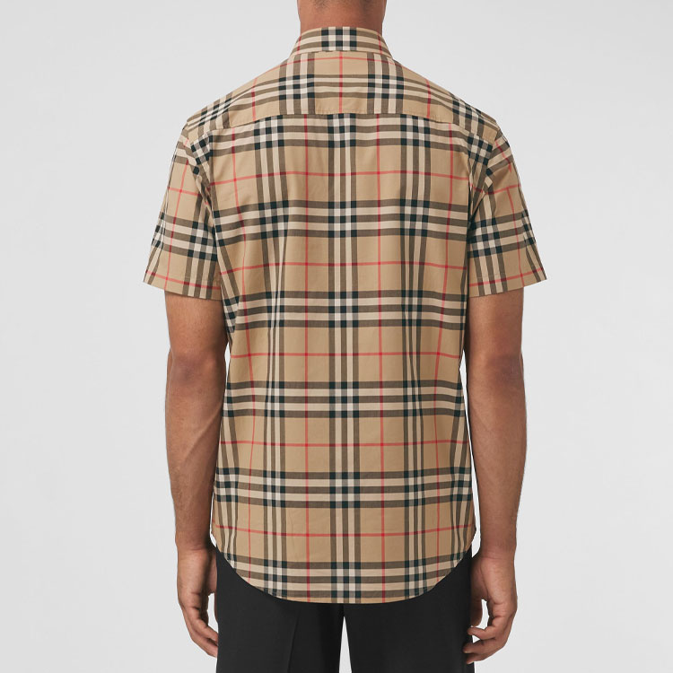 Purchase Burberry Vintage Check Kemeja Lengan Pendek Archive Beige Klasik 80208691