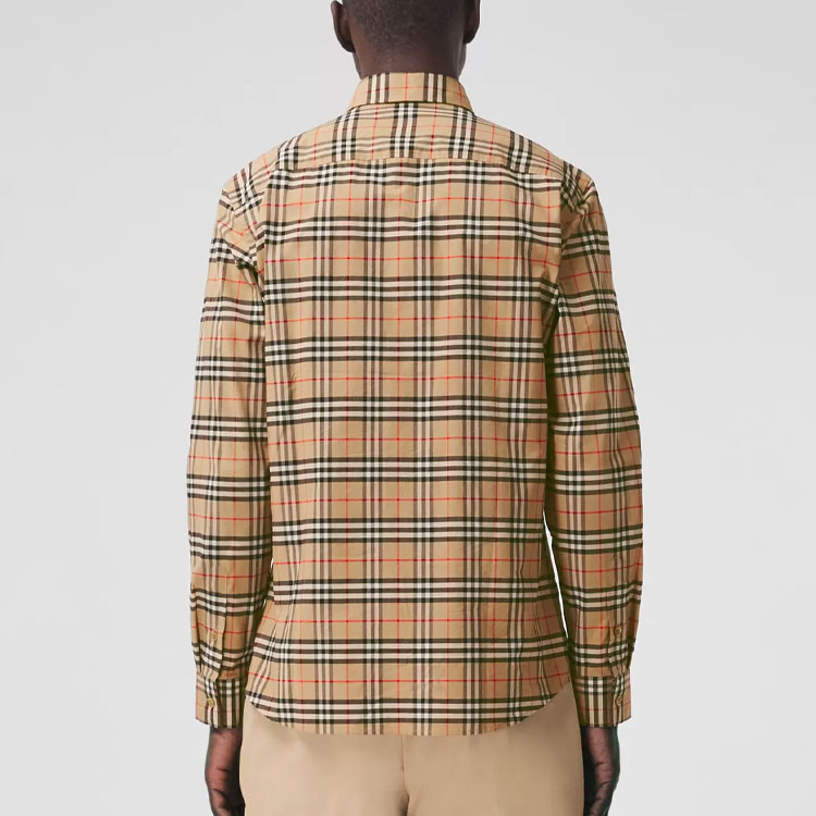 Burberry Vintage Check Stretch Long Sleeve Casual Shirt Beige 80209661 圖 6