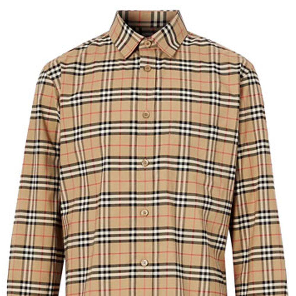 Burberry Vintage Check Stretch Long Sleeve Casual Shirt Beige 80209661 圖 7