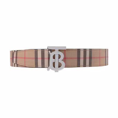 Burberry Vintage Check TB Monogram Belt Beige 35cm Gift Box Edition 80219571