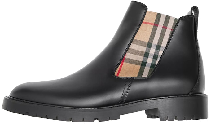 Botas Chelsea de Cuero con Detalle Vintage Check Burberry 'Negro' 80256941 Buy Botas Chelsea de Cuero con Detalle Vintage Check Burberry 'Negro' 80256941