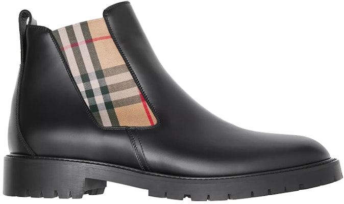 Botas Chelsea de Cuero con Detalle Vintage Check Burberry 'Negro' 80256941 Order Botas Chelsea de Cuero con Detalle Vintage Check Burberry 'Negro' 80256941