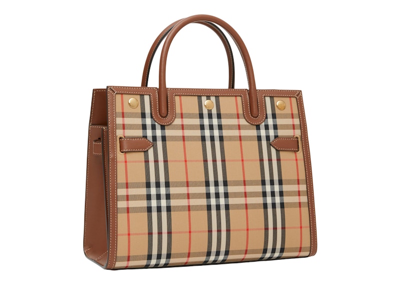 Burberry Vintage Check Two-handle Title Bag Mini Archive Beige