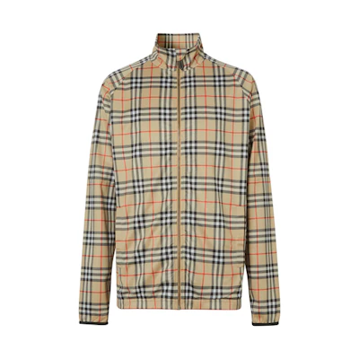 Burberry Vintage Check Zip Track Jacket Beige for Men 80264661