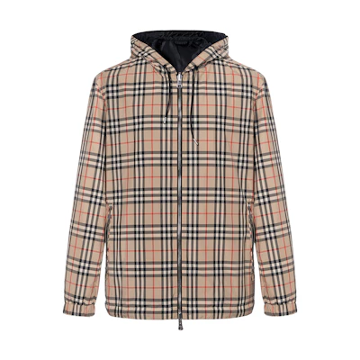 Burberry Vintage Reversible Classic Check Zip Hooded Jacket Beige 80270971