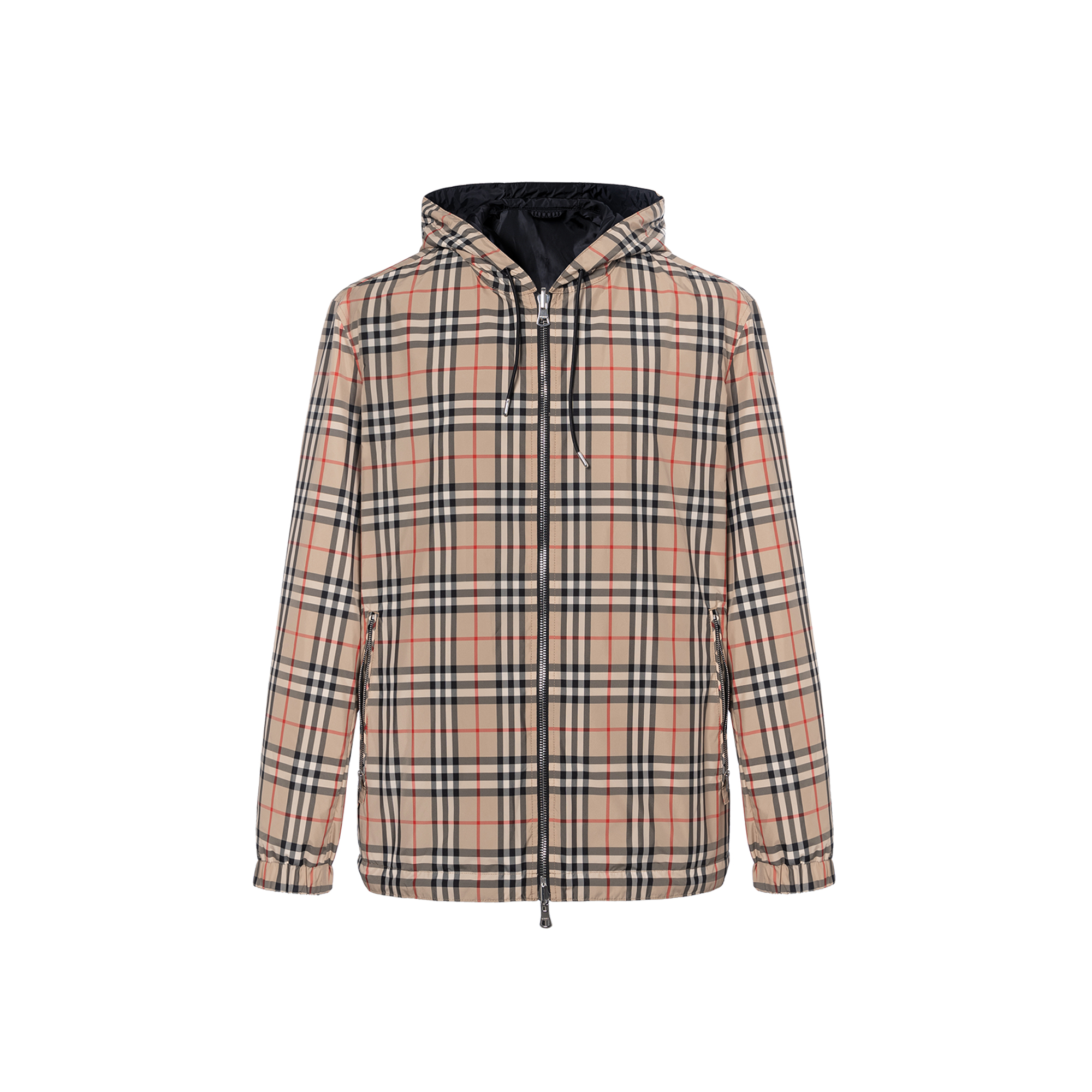Order Burberry Vintage Reversible Classic Check Zip Hooded Jacket Beige 80270971
