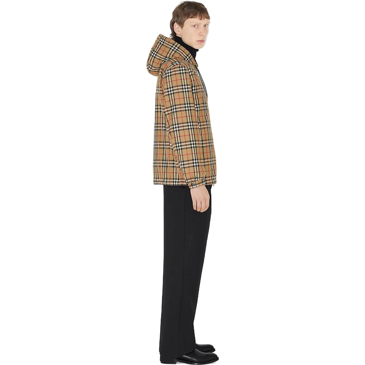 Cheap Burberry Vintage Reversible Classic Check Zip Hooded Jacket Beige 80270971