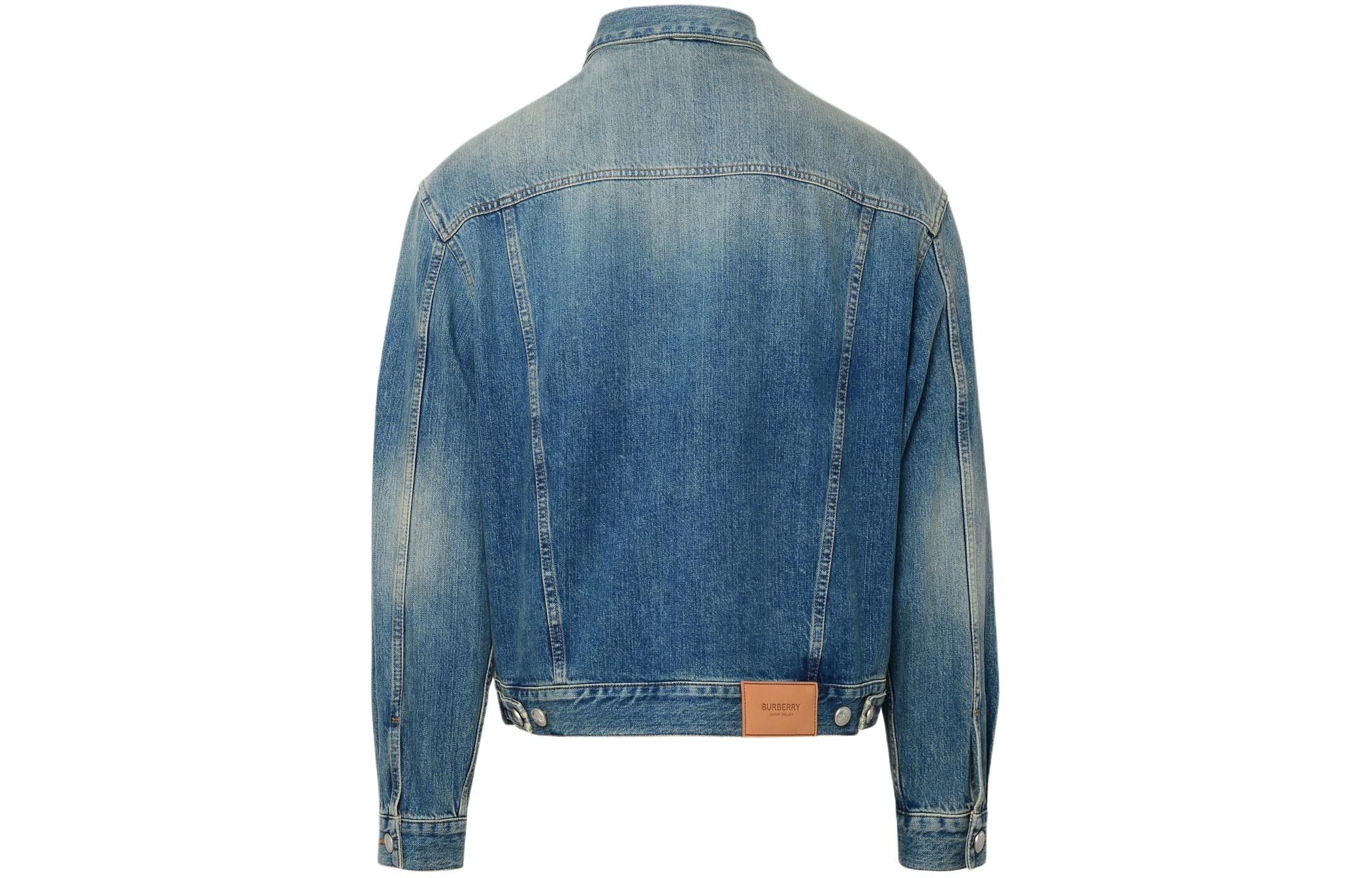 Lookbook バーバリー ヴィンテージウォッシュ シングルブレスト デニムジャケット メンズ ブルー 80715441