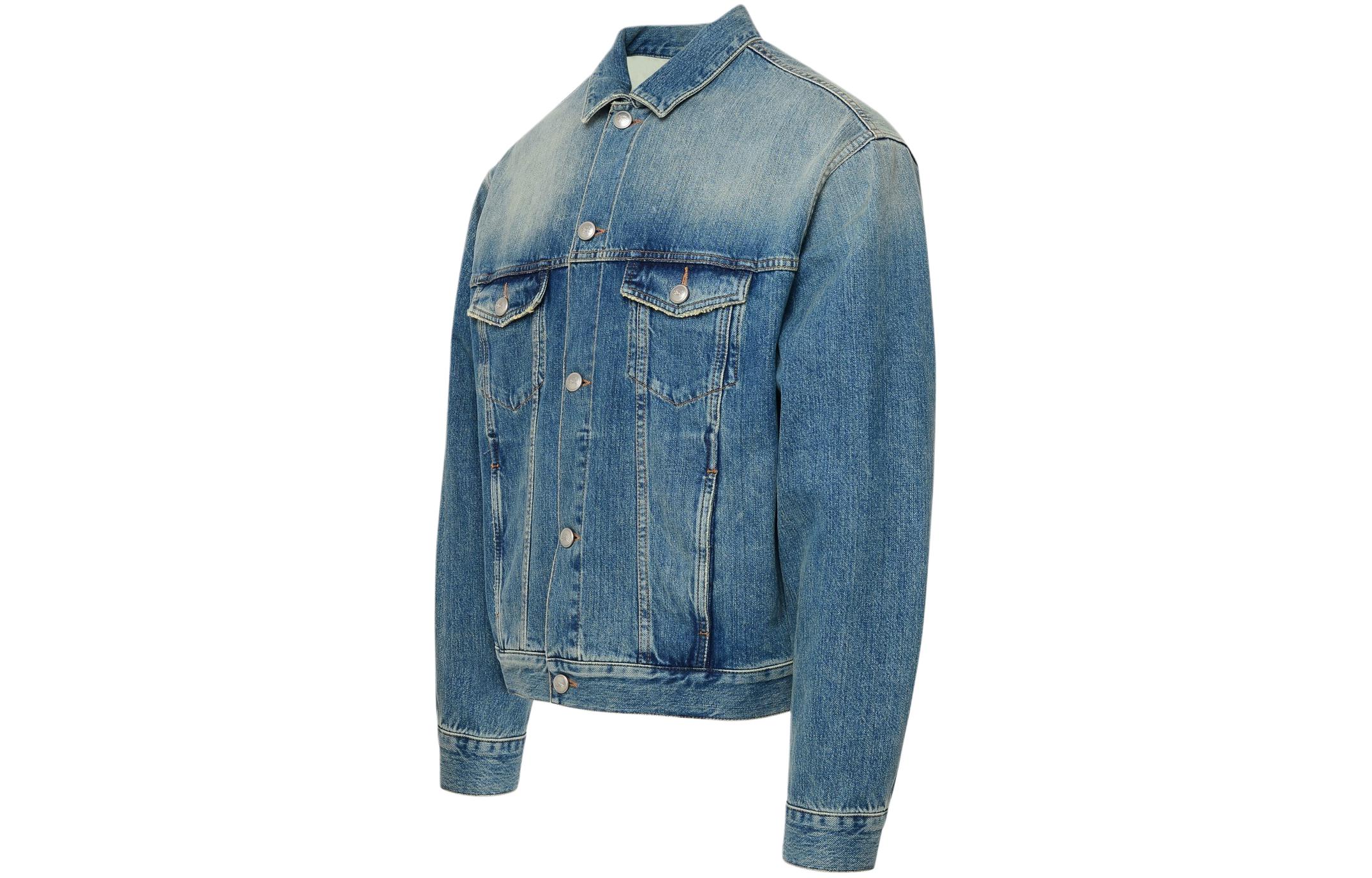 Shop バーバリー ヴィンテージウォッシュ シングルブレスト デニムジャケット メンズ ブルー 80715441