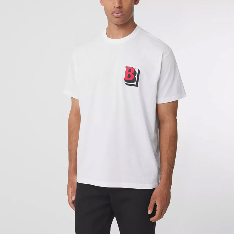 Burberry White Alphabet Logo Graphic Crewneck Loose Fit T-Shirt. 80454951 圖 4