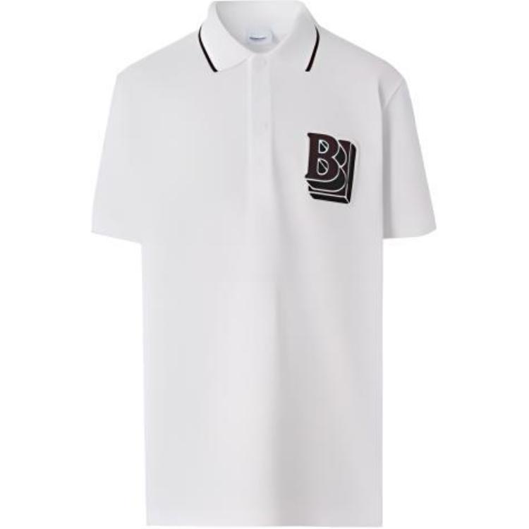 Burberry White Alphabet Pattern Polo Shirt. 80454901 圖 2