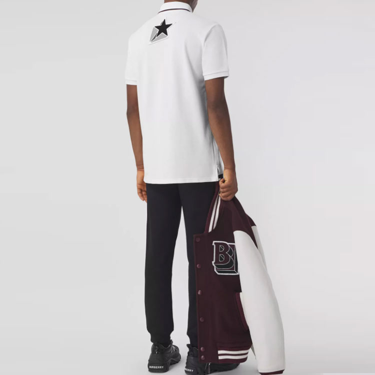 Burberry White Alphabet Pattern Polo Shirt. 80454901 圖 4