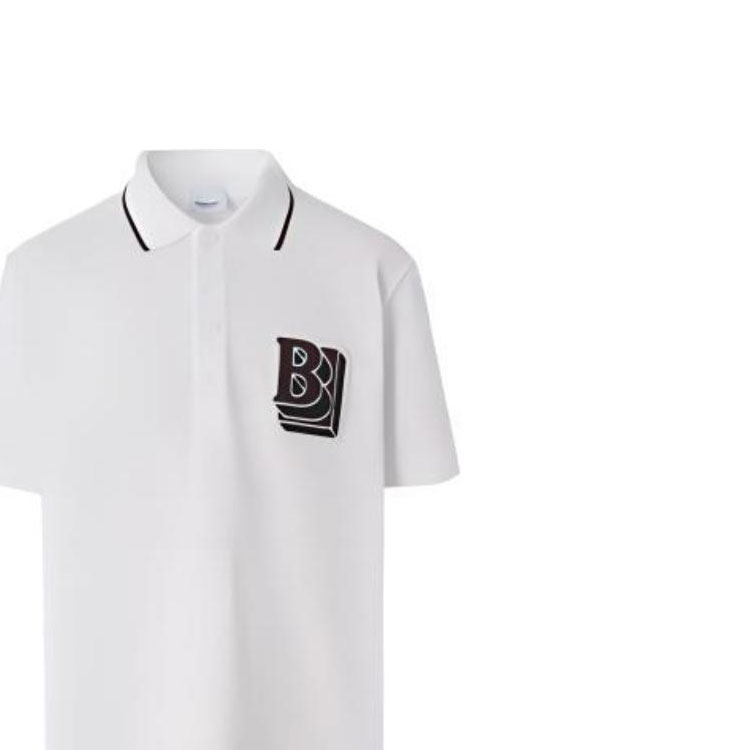 Burberry White Alphabet Pattern Polo Shirt. 80454901 圖 7