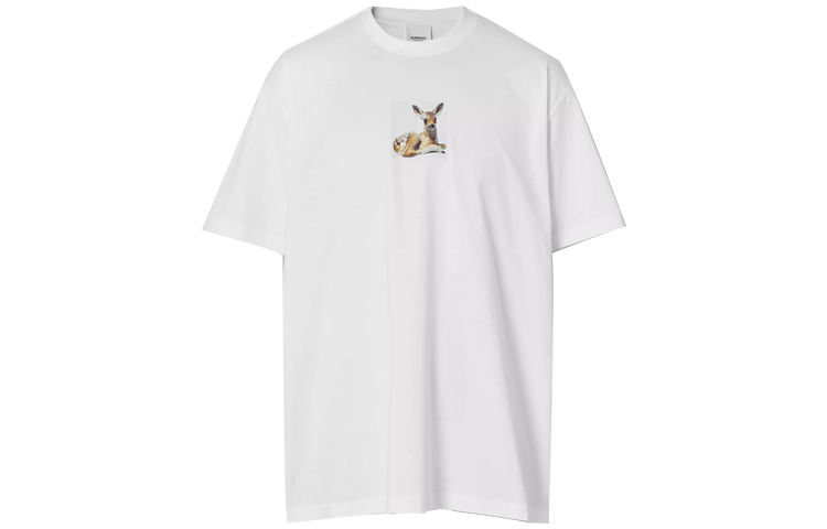 Order Burberry 白色動物印花短袖圓領T恤 80223701