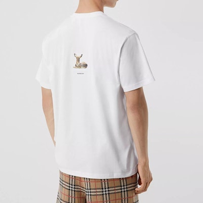 Burberry 白色動物印花短袖圓領T恤 80223701 Shop Burberry 白色動物印花短袖圓領T恤 80223701