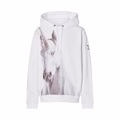 Burberry White Animal Print Loose Fit Hoodie 80136021