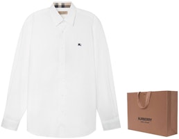 Camisa Blanca Casual de Manga Larga Burberry con Logo Bordado. 80362921 Shop Camisa Blanca Casual de Manga Larga Burberry con Logo Bordado. 80362921
