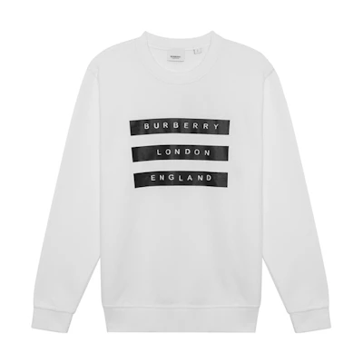 Burberry White Cotton Crewneck Long Sleeve Sweatshirt 80219711