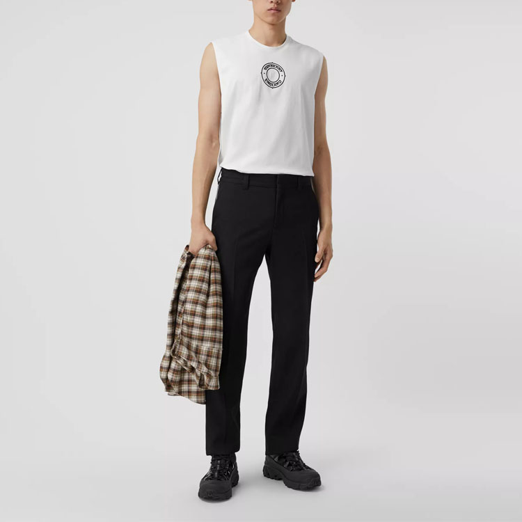 Details for Burberry Chaleco Blanco Ajustado de Algodón con Logo Impreso 45658611