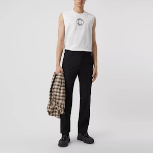 Burberry Chaleco Blanco Ajustado de Algodón con Logo Impreso 45658611 Details for Burberry Chaleco Blanco Ajustado de Algodón con Logo Impreso 45658611