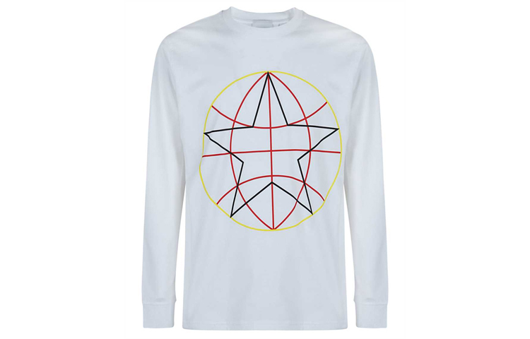 Burberry White Crewneck Long-Sleeve Tee with Star Embroidery 80375641