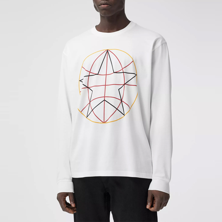 Purchase Burberry Kaos Lengan Panjang Putih dengan Bordir Bintang 80375641