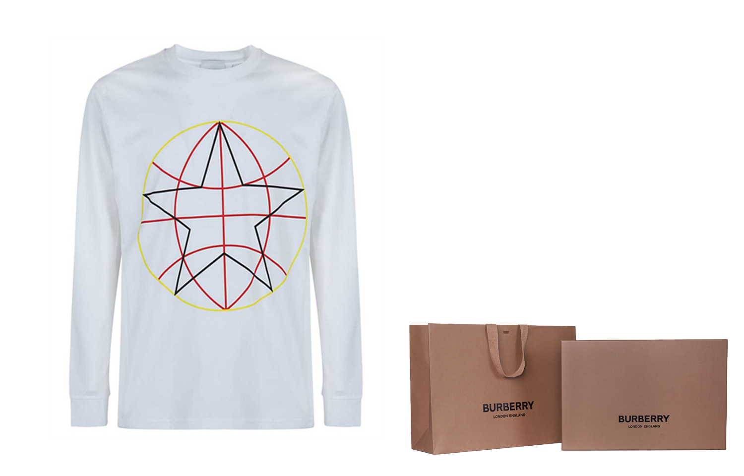 Cheap Burberry Kaos Lengan Panjang Putih dengan Bordir Bintang 80375641