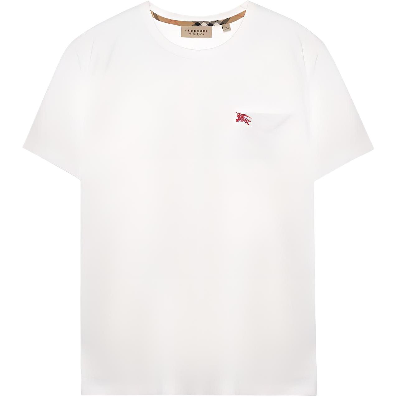 Burberry White Embroidered Logo Crew Neck T-Shirt 80268541