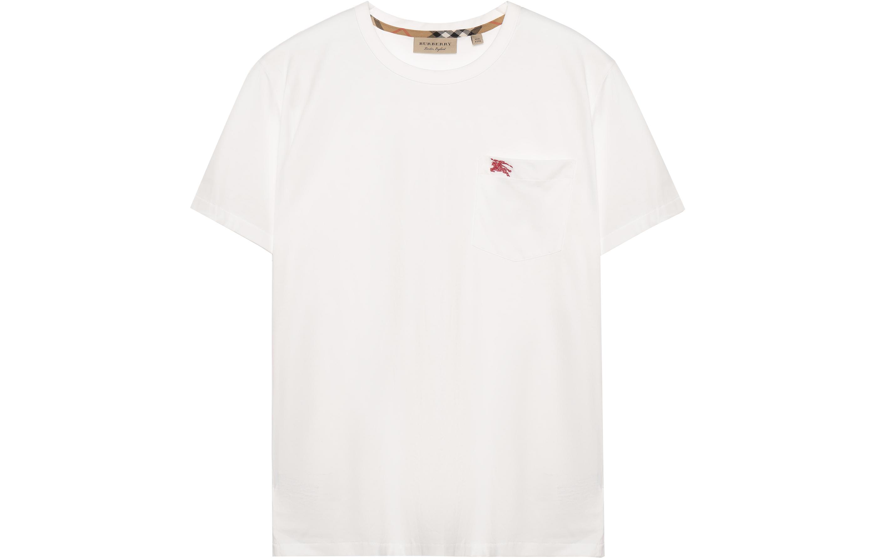 Burberry White Embroidered Logo Crew Neck T-Shirt 80268541 圖 2