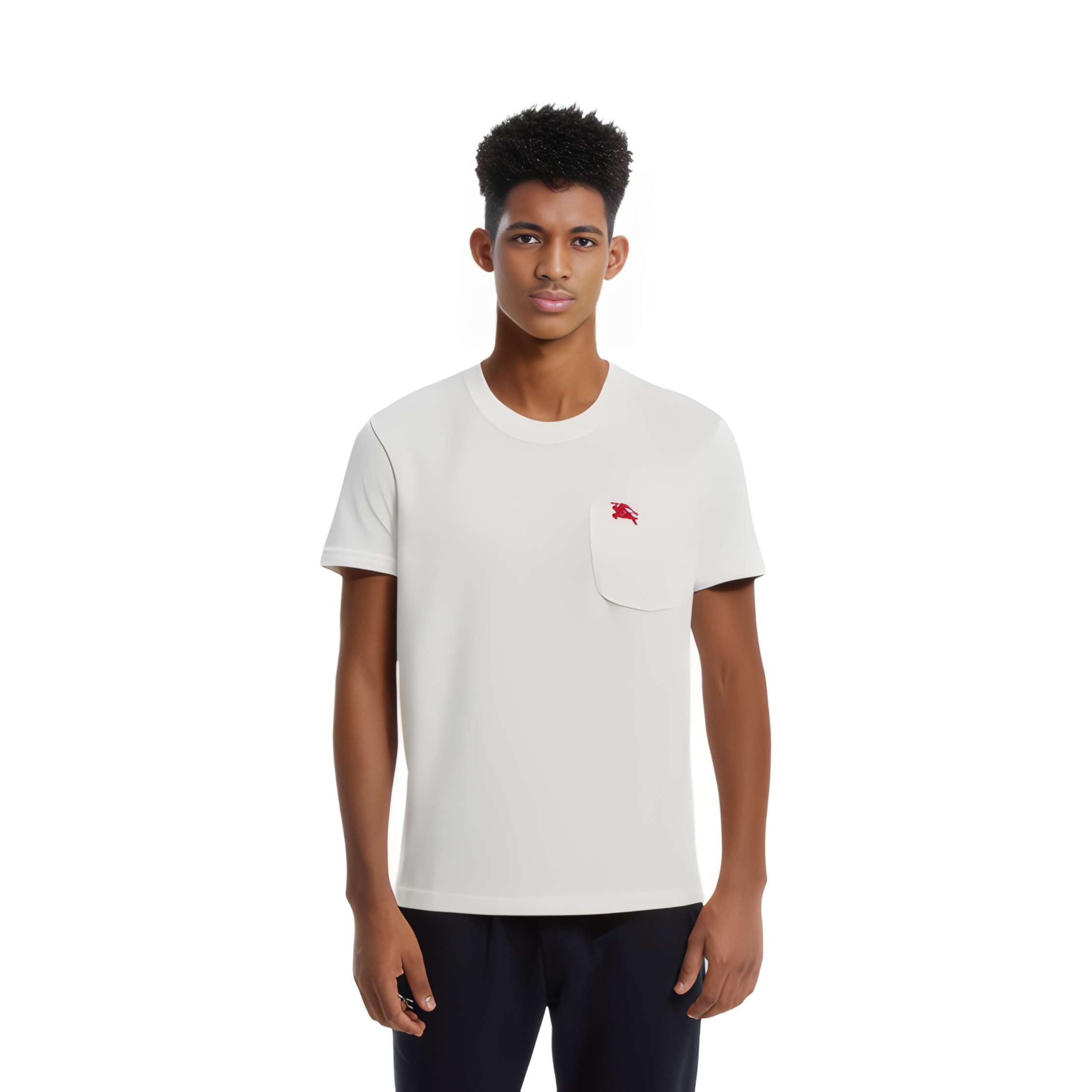 Burberry White Embroidered Logo Crew Neck T-Shirt 80268541 圖 4