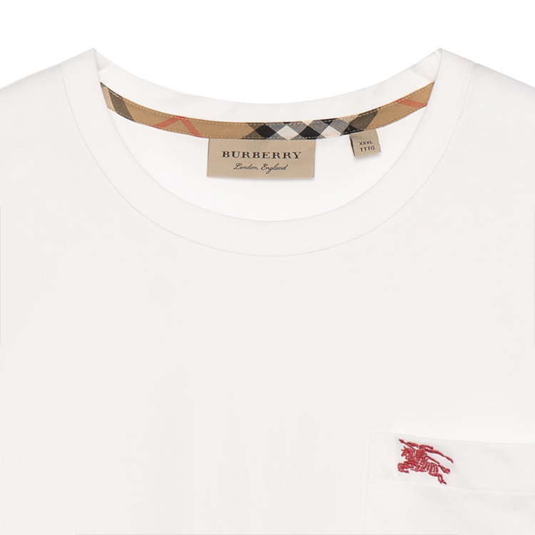 Burberry White Embroidered Logo Crew Neck T-Shirt 80268541 圖 5