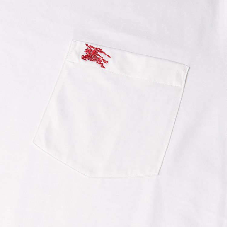 Burberry White Embroidered Logo Crew Neck T-Shirt 80268541 圖 6