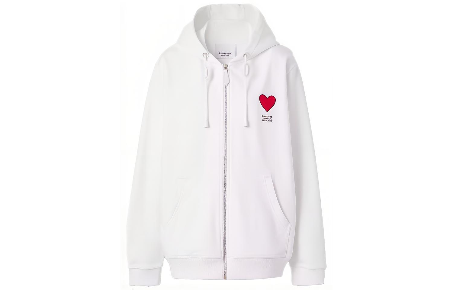 Burberry White Heart Letter Embroidered Zip Hoodie Unisex 80464001