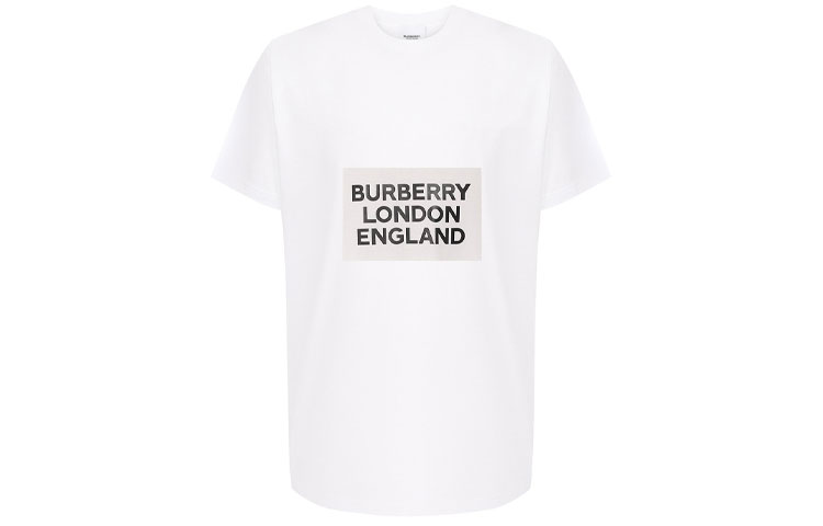 Burberry White Letter Print Crew Neck Casual T-Shirt. 45587651 圖 2