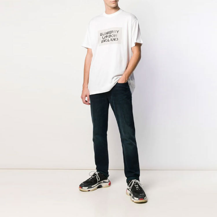 Burberry White Letter Print Crew Neck Casual T-Shirt. 45587651 圖 6