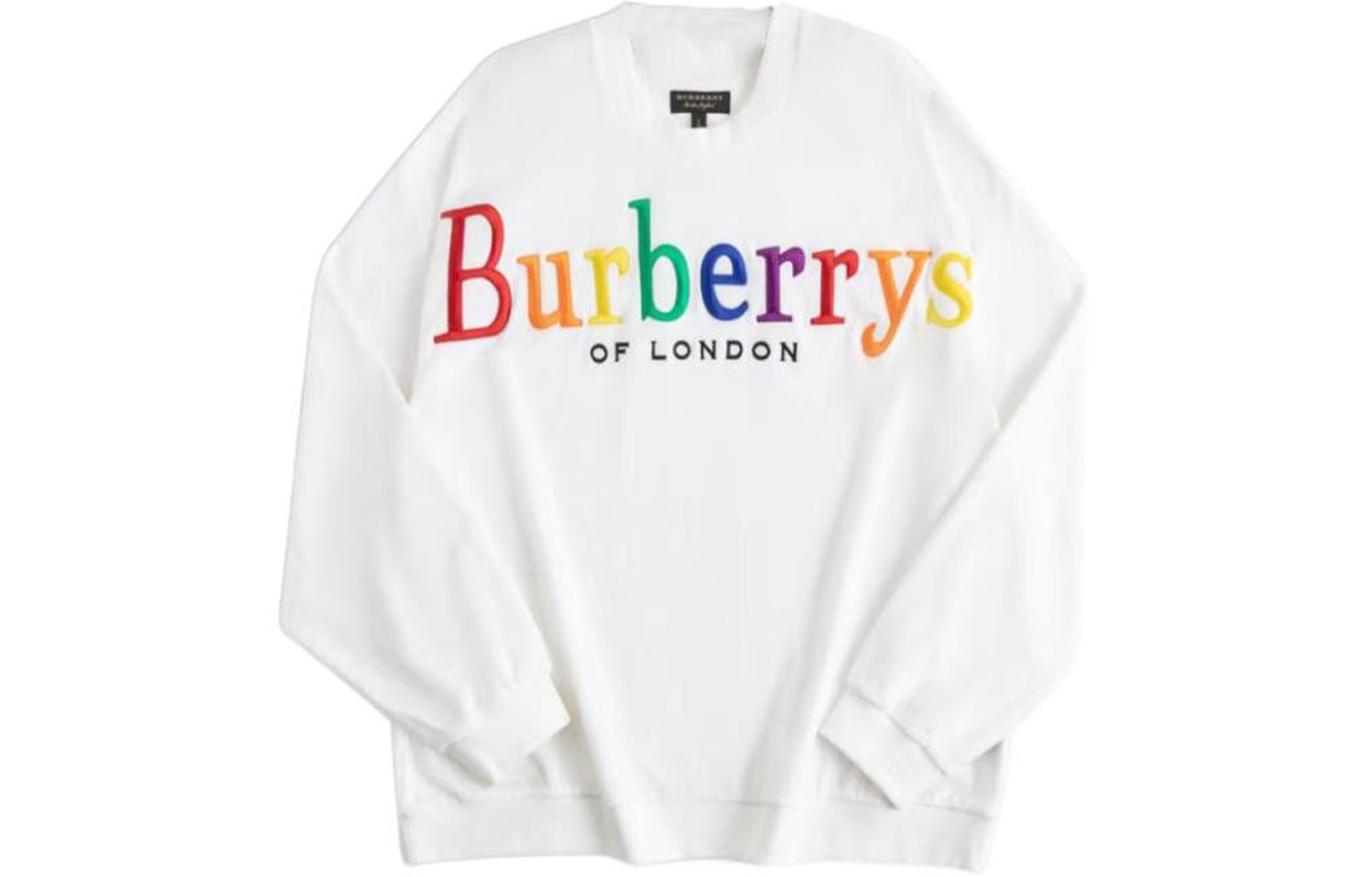 Burberry White Logo Embroidery Crewneck Sweatshirt 45493211