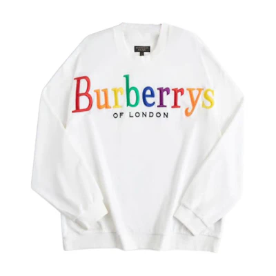 Burberry White Logo Embroidery Crewneck Sweatshirt 45493211