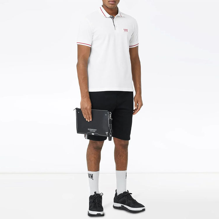 Sizing Burberry 白色標誌針織短袖男士POLO衫 80259731