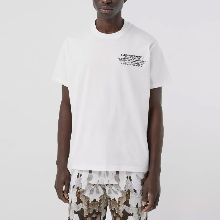 Burberry White Logo Print Casual Crewneck T-Shirt. 80427491 圖 5