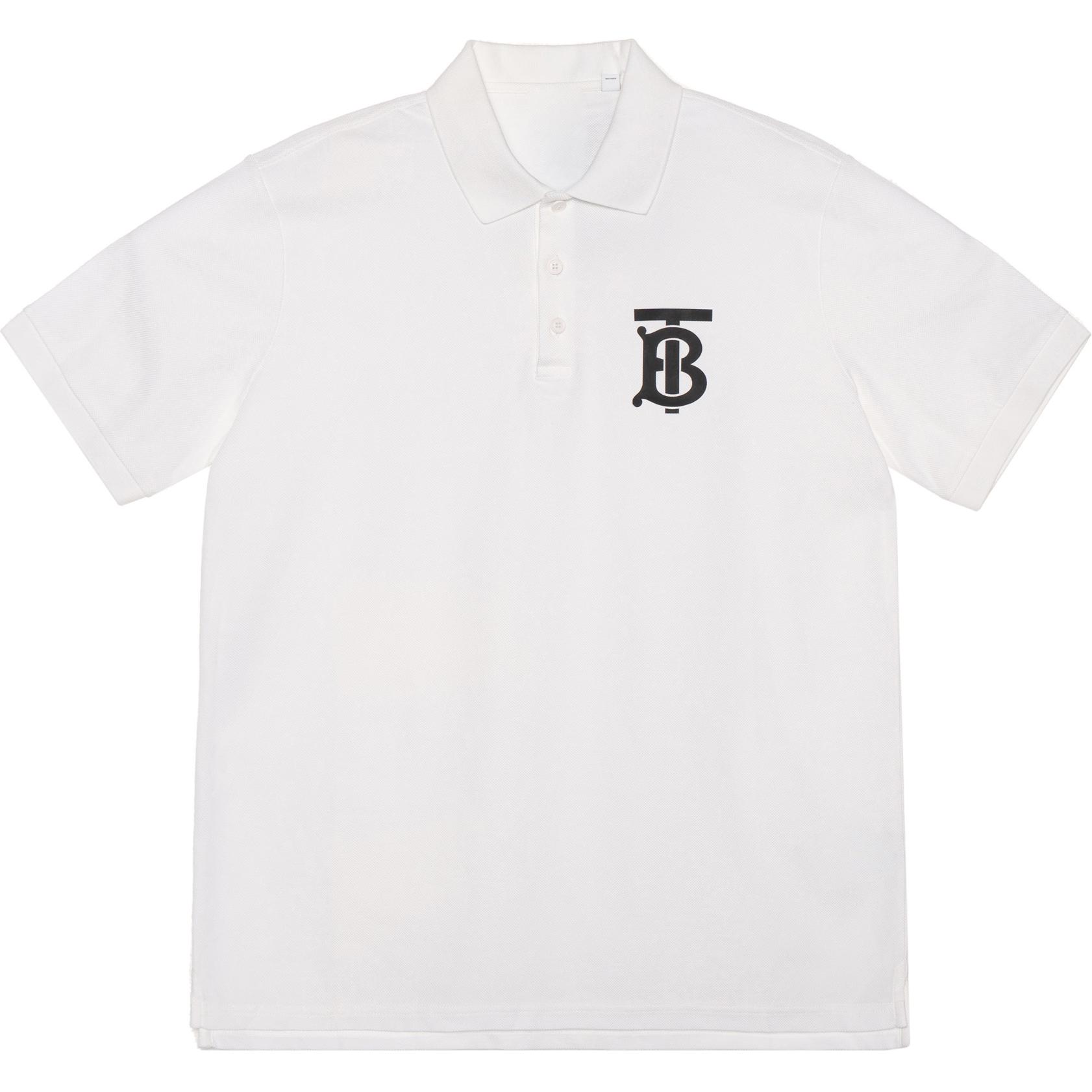 Burberry White Logo Print Short Sleeve Polo Shirt 80256551