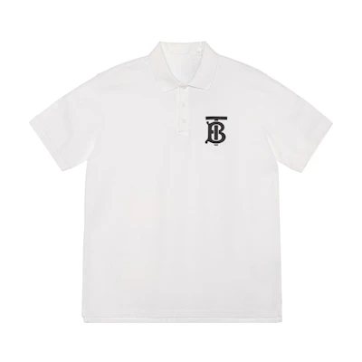 Burberry White Logo Print Short Sleeve Polo Shirt 80256551