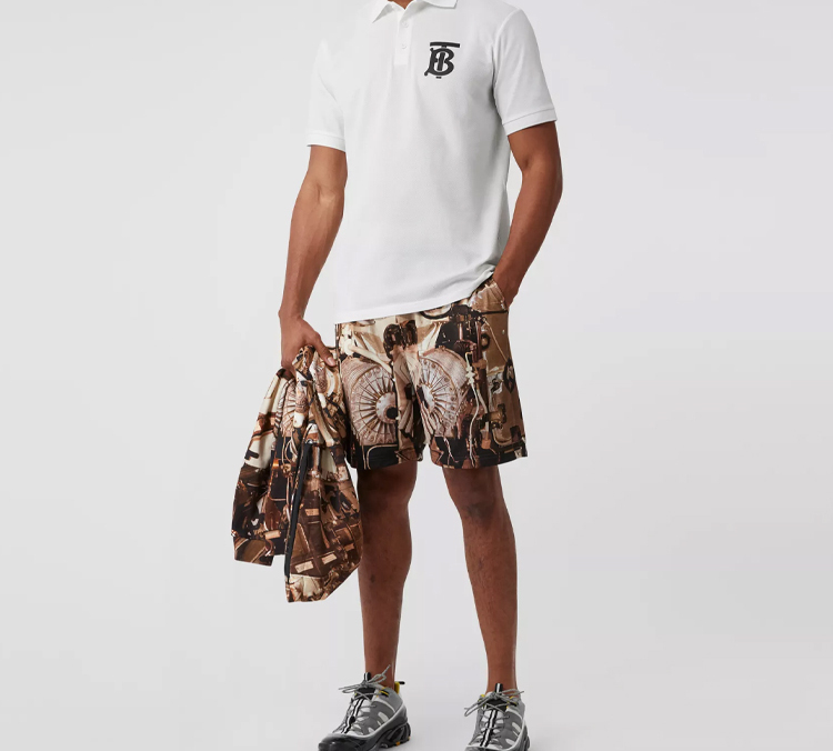 Burberry White Logo Print Short Sleeve Polo Shirt 80256551 圖 5