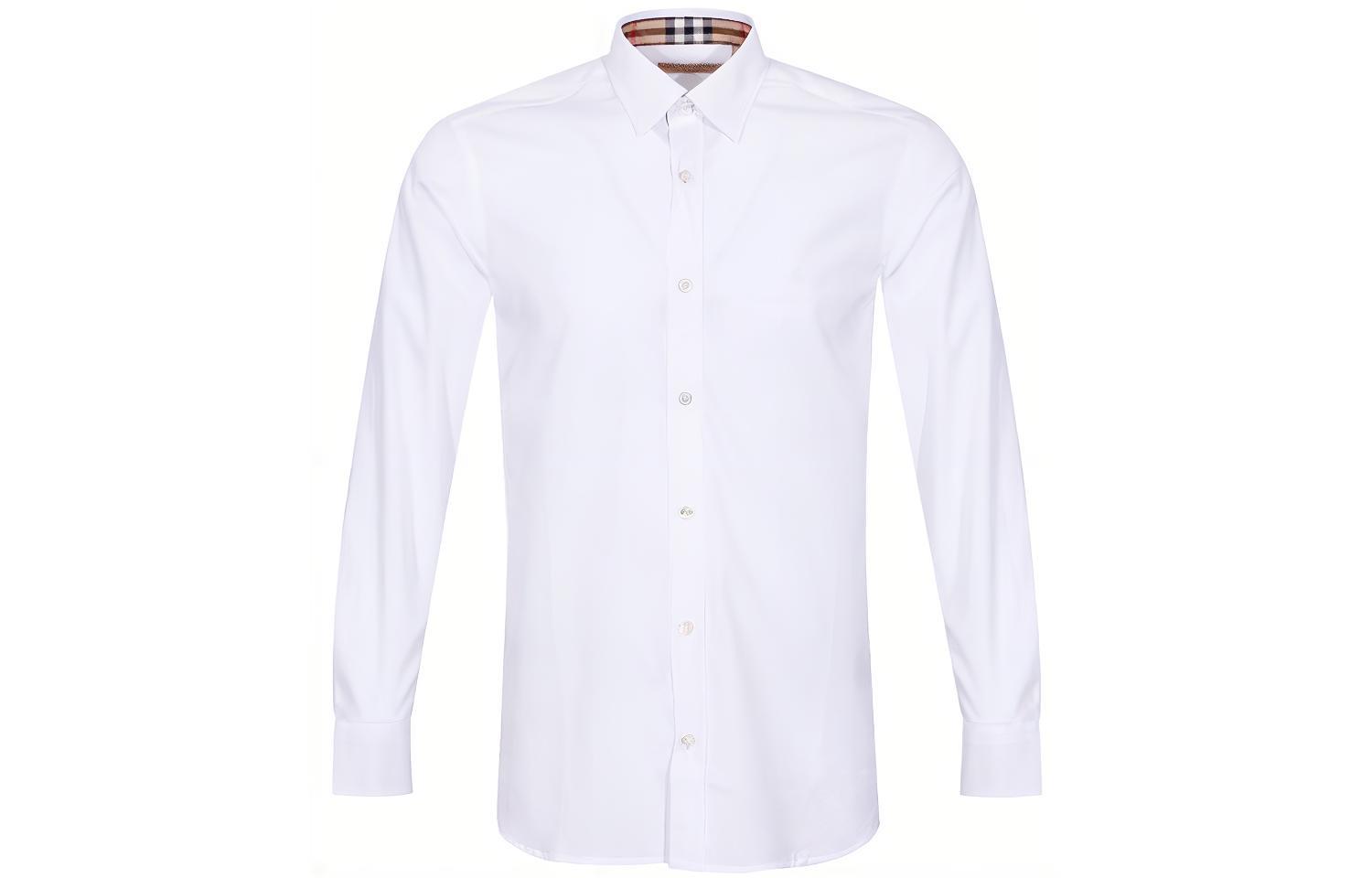 Burberry White Long-Sleeve Solid Button-Up Shirt 80030711