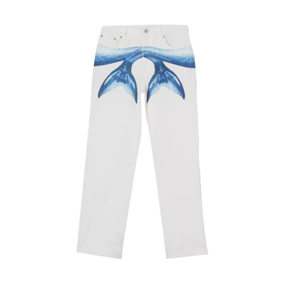 Burberry White Mermaid Tail Pattern Loose Fit Jeans 45673911