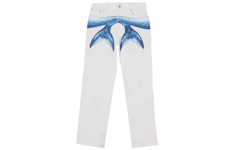 Order Burberry White Mermaid Tail Pattern Loose Fit Jeans 45673911