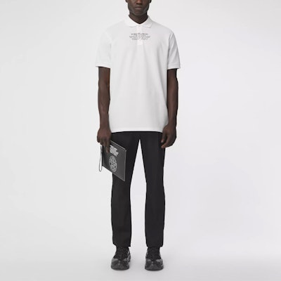 Burberry White Mesh Polo Shirt with Address Print 80427511 Lookbook Burberry White Mesh Polo Shirt with Address Print 80427511