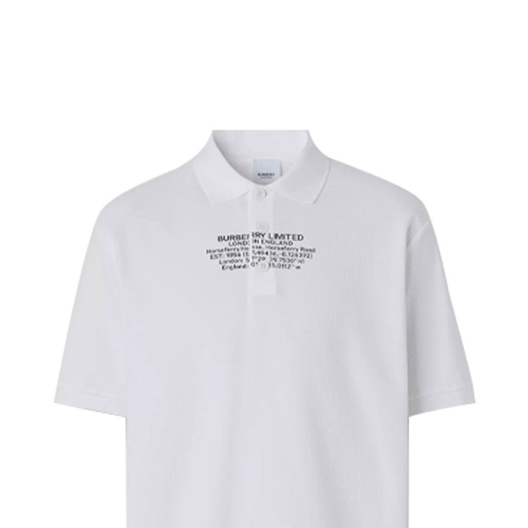 Purchase Burberry White Mesh Polo Shirt with Address Print 80427511