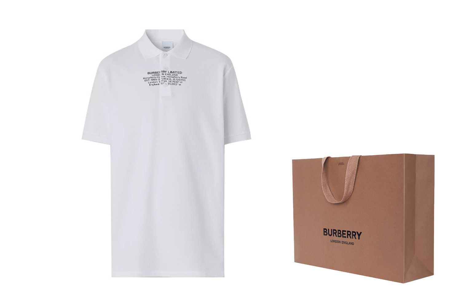 Cheap Burberry White Mesh Polo Shirt with Address Print 80427511