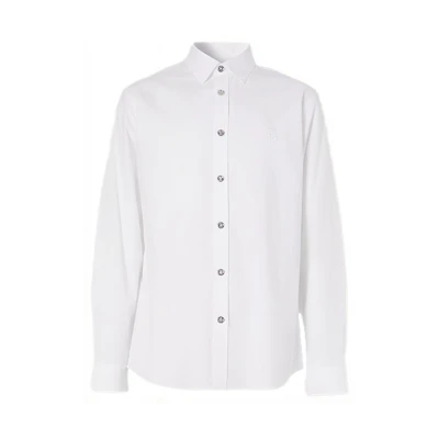 Burberry White Monogram Stretch Cotton Poplin Long Sleeve Shirt 80285581