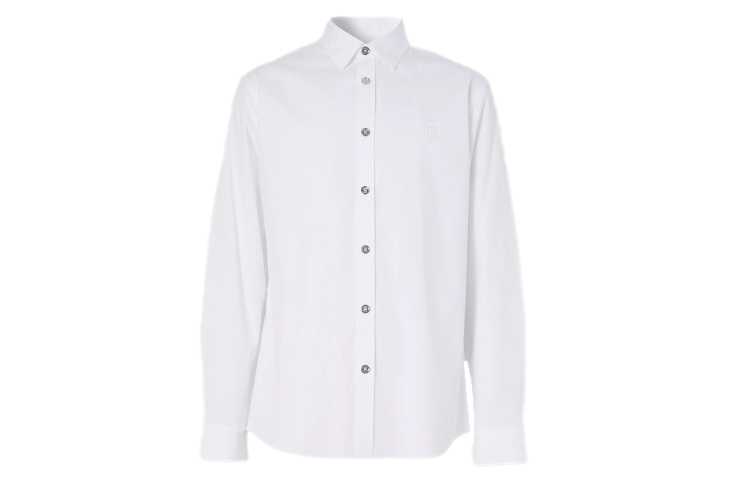 Burberry White Monogram Stretch Cotton Poplin Long Sleeve Shirt 80285581 圖 2